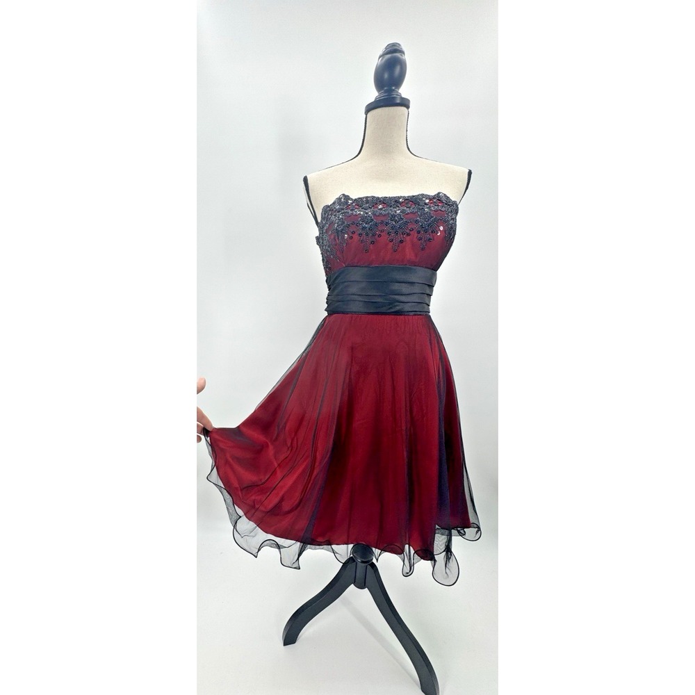 VTG Y2K Blondie Nite Whimsigoth Sheer Embellished Dress 9 Fairy Grunge Formal